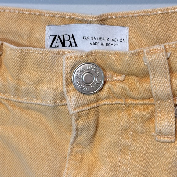 Zara Mustard Yellow Faded High Rise Vintage Shorts XS - Picture 2 of 3